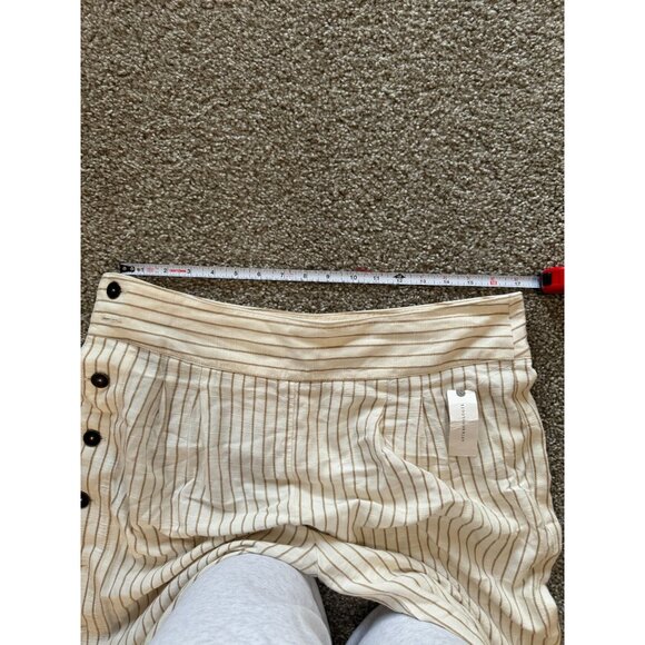 New Anthropologie Buttoned Wide-Leg Striped Neutral Pants Women's Sz 14 / z1 - Picture 6 of 9